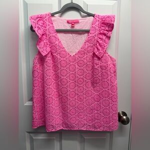 Lilly Pulitzer Lina eyelet top size L pink